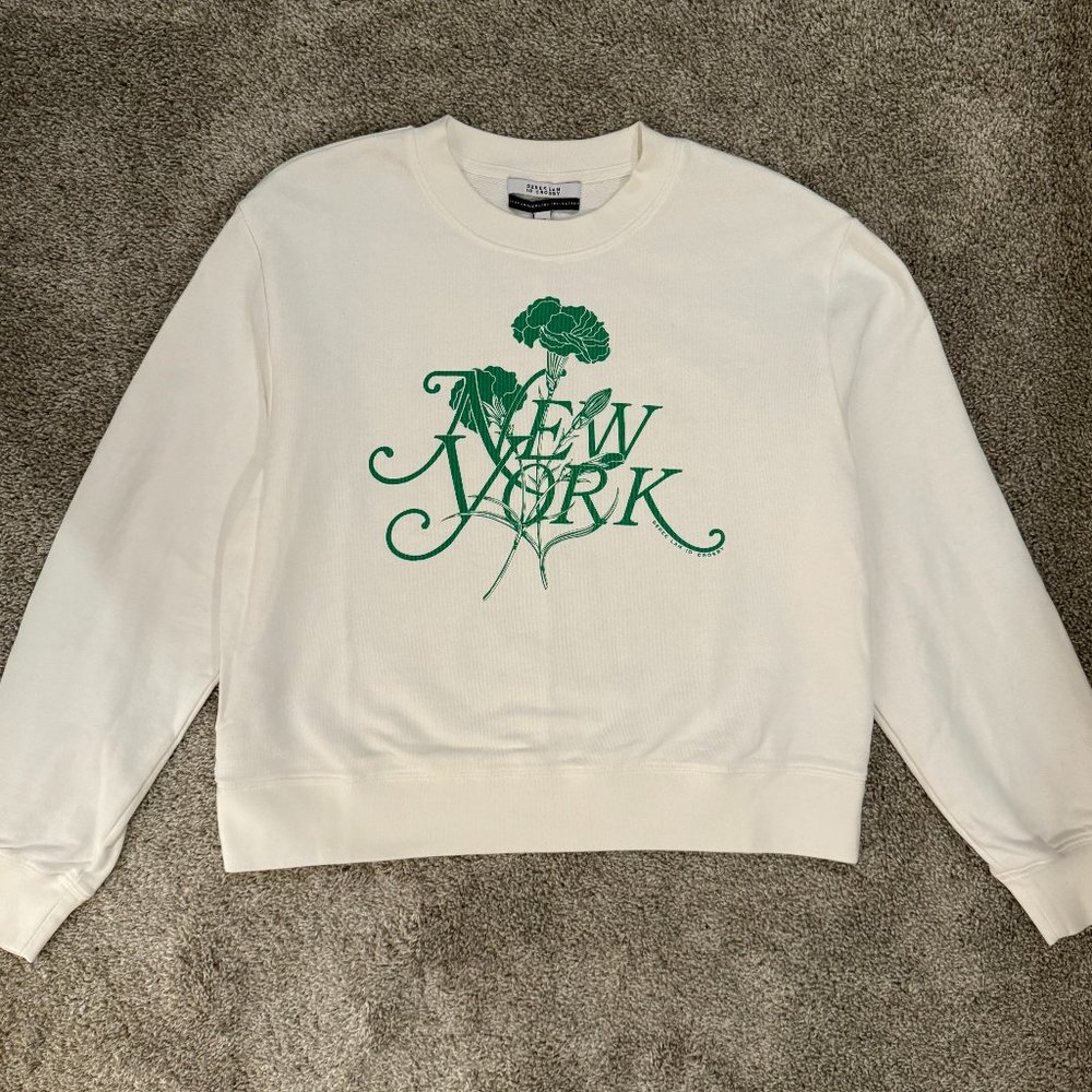 Derek Lam 10 Crosby NWOT Aubrey Crewneck Sweatshirt in White & Green Graphic